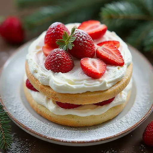 Gâteau festif aux fraises et à la crème