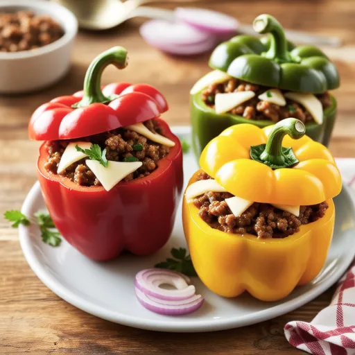 Stuffed Bell Peppers with Cheese and Meat