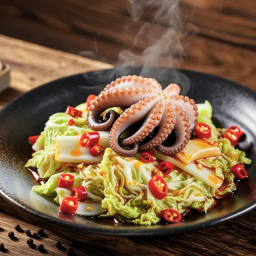 Stir-fried Garlic Cabbage and Octopus
