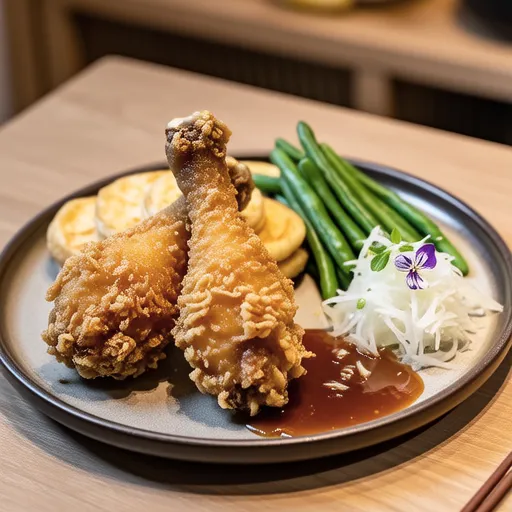 Fried Chicken and Eggplant with Grated Teriyaki Sauce