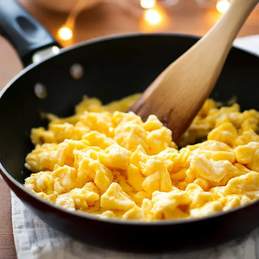 Huevos revueltos con leche de soja
