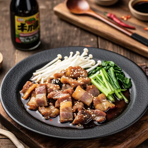 もやしと豚肉のきのこポン酢ソース