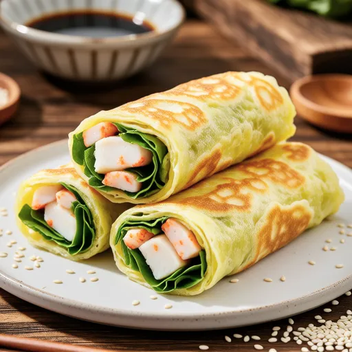 Simple Crab Stick Perilla Leaf Pancakes