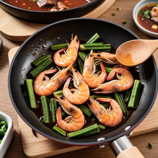 Spicy Mayo Stir-fried Okra and Shrimp