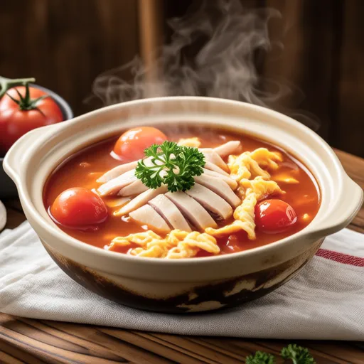 Tomato and Chicken Garlic Egg Soup