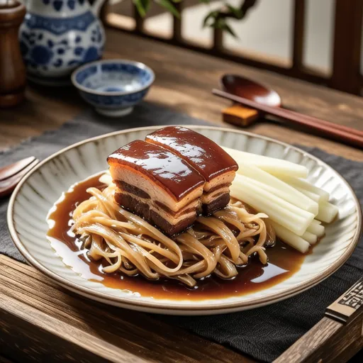 Simmered Pork Belly and Burdock with Grated Daikon