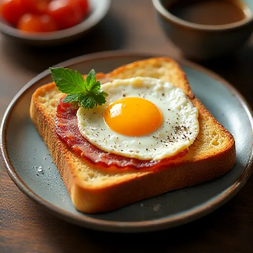 Тост с беконом и яйцом