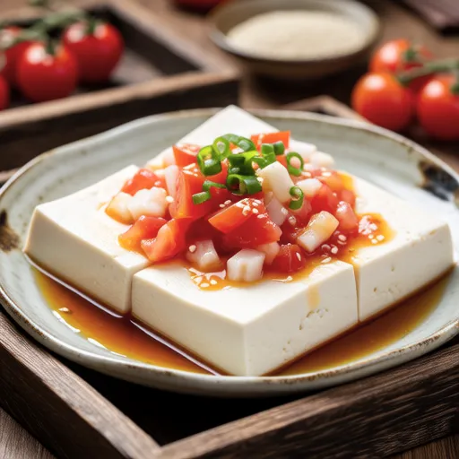 Tomato and Shirasu Tofu with Sesame Oil Sauce