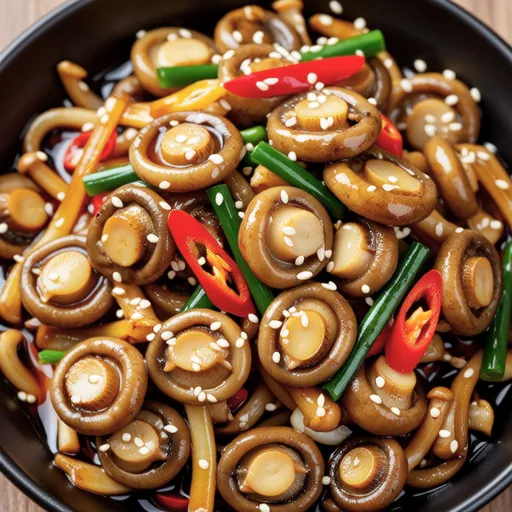 Spicy Stir-fried King Oyster Mushroom and Fish Cake