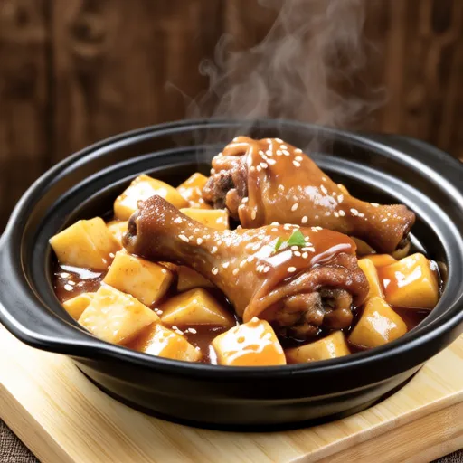 Simmered Sweet Potato, Chicken, and Fried Tofu