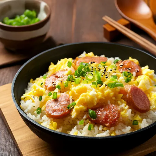 Fried Rice with Sausages and Onions
