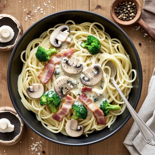Broccoli and Mushroom Cream Pasta