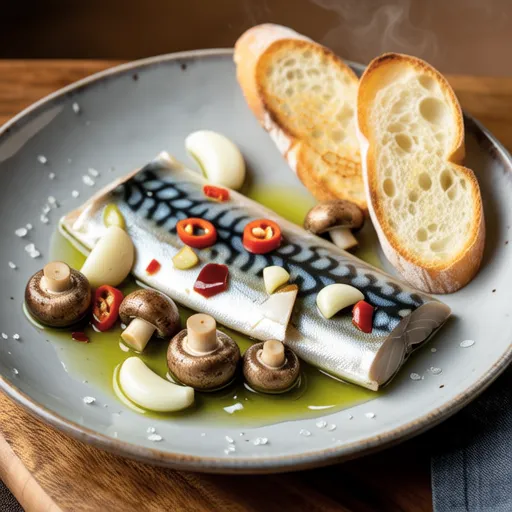 Mackerel and Mushroom Oil Simmer