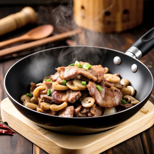Garlic Stir-fried Pork and Mushrooms