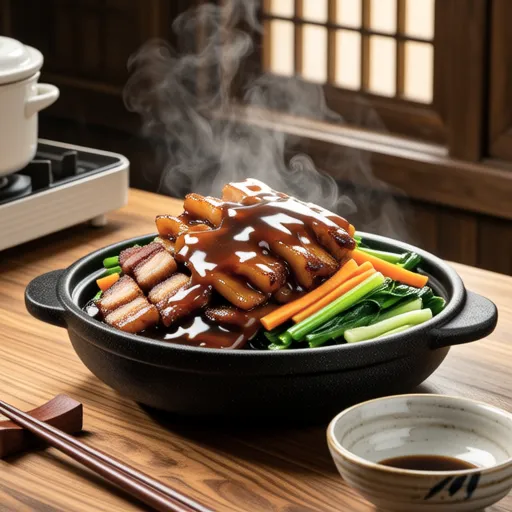 Stir-fried Nanohana and Pork Belly with Thick Sauce