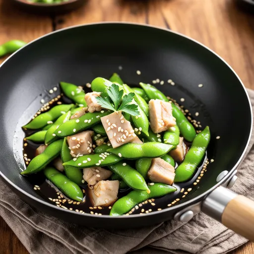 Edamame and Mackerel with Ponzu Sauce Stir-fry