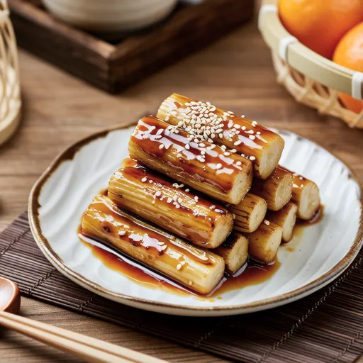 Grilled Bamboo Shoots with Bonito Flakes and Ponzu Sauce