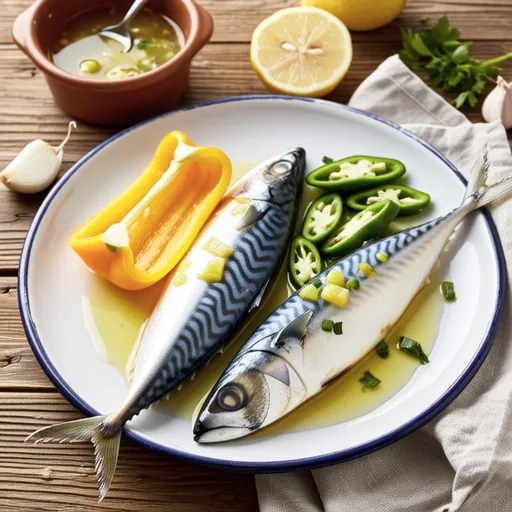 Lemon Marinated Horse Mackerel and Summer Vegetables