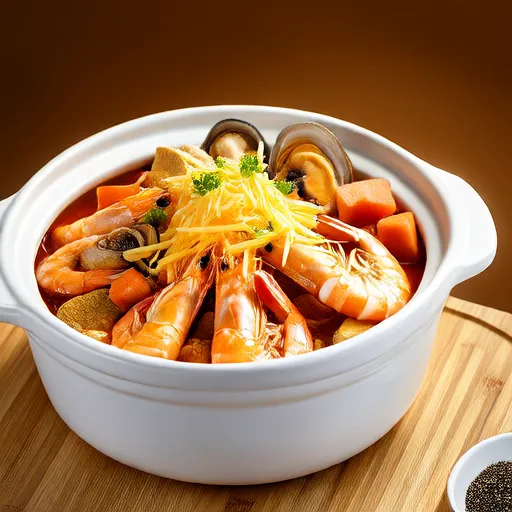 奶酪虾和猪肉蘑菇炖菜