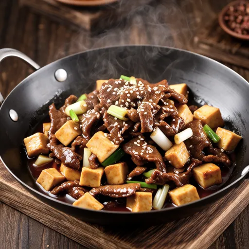 Spicy Stir-fried Beef and Fried Tofu