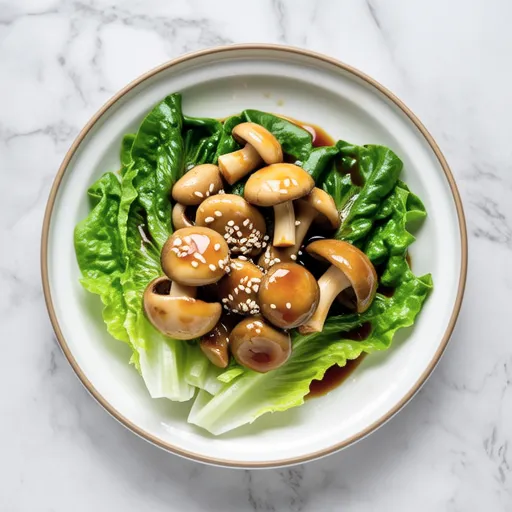 Stir-fried Lettuce and Shimeji with Butter and Bonito Flakes