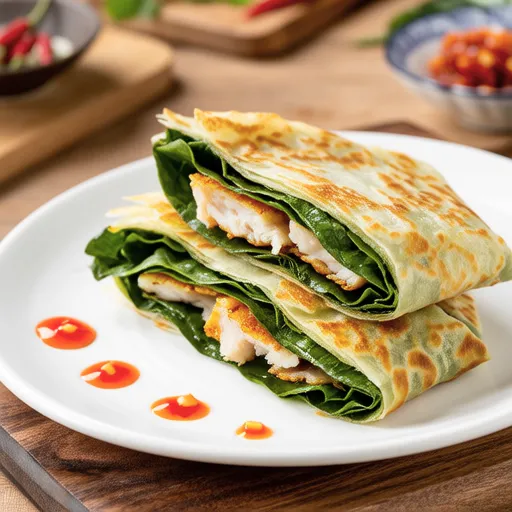Fish Cake-Stuffed Perilla Leaf Pancakes