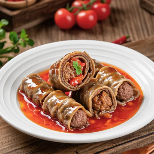 Beef Rolls with Tomato Stir-fry