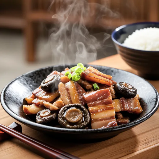 Stir-fried Pork Belly and Shiitake with Yuzu Kosho