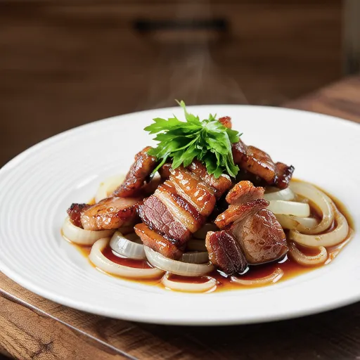 Stir-fried Pork and Onion with Ume Ponzu Sauce