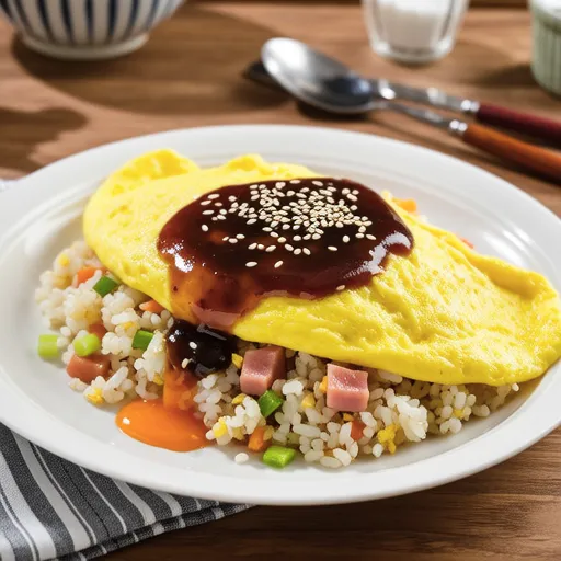 Simple Omurice with Ingredients at Home