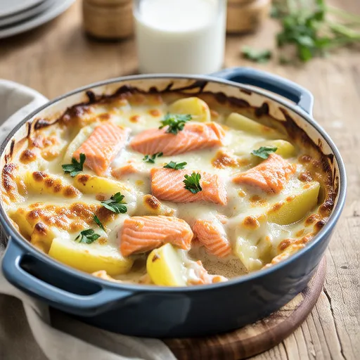 Salmon and New Potato Miso Gratin