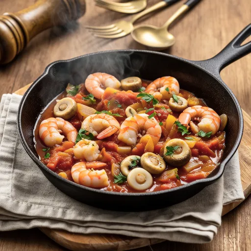Garlic Tomato Simmered Onions and Shrimp