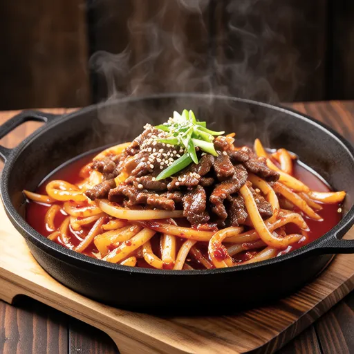 Spicy Stir-fried Soybean Sprouts with Beef (Kongbul)