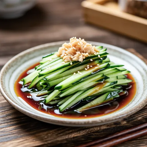 Junsai and Cucumber with Sanbaizu Sauce