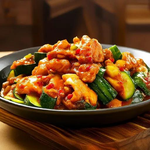Spicy Cucumber Stir-Fried Chicken Breast