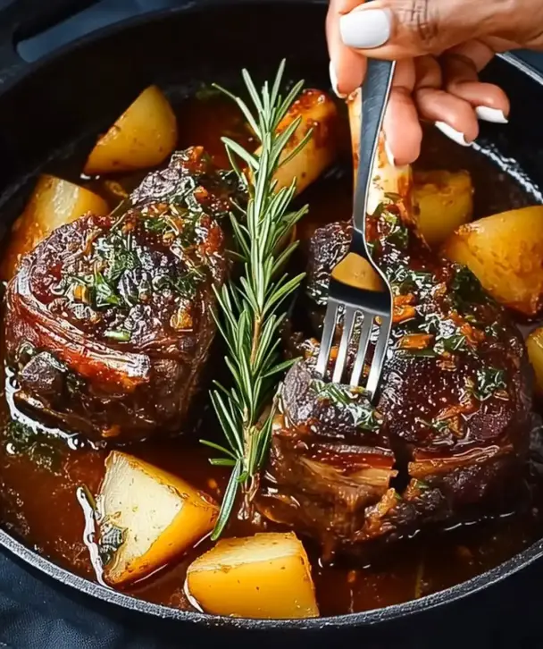 ローズマリーラムシャンクのゆっくり煮込み
