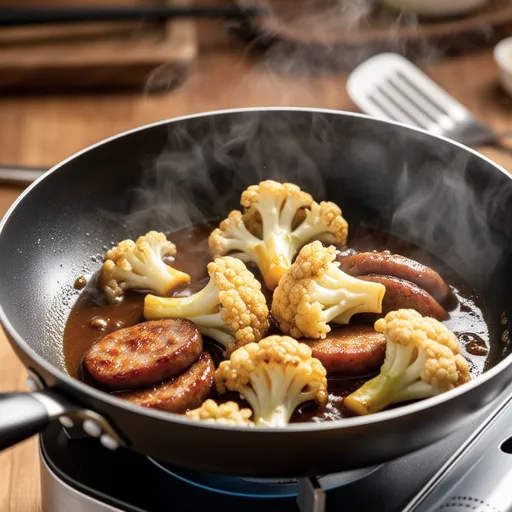 Cauliflower and Sausage Mustard Stir-fry