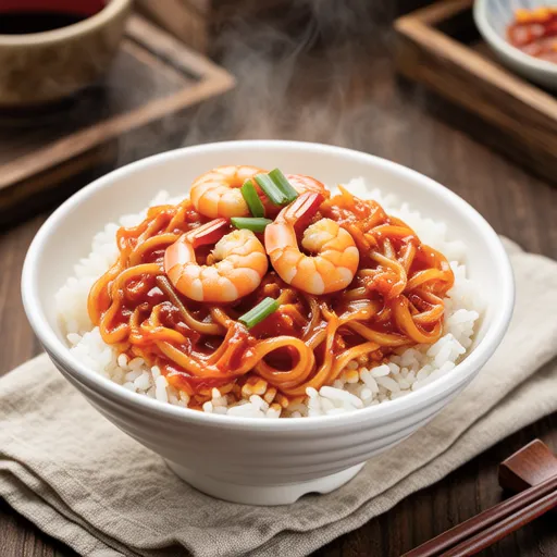 Spicy Shrimp Glass Noodle Rice Bowl