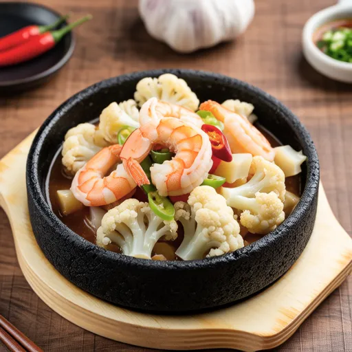 Garlic Stir-fried Shrimp and Cauliflower