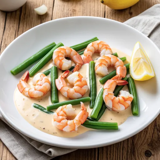 Sautéed Shrimp with Broad Beans in Mayo Sauce