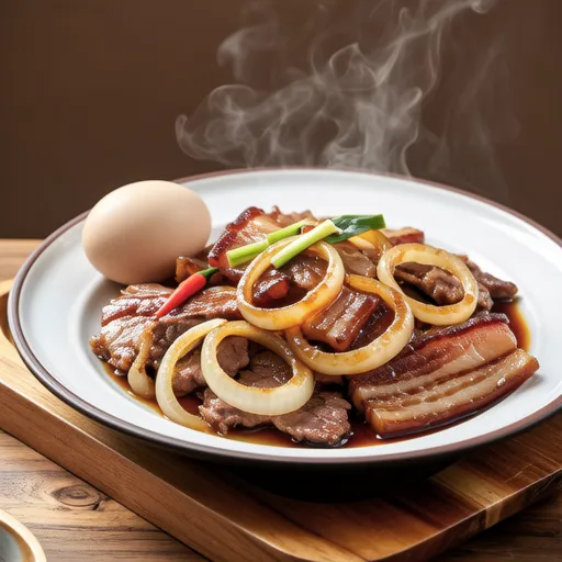 Steamed Pork and New Onion with Mentsuyu