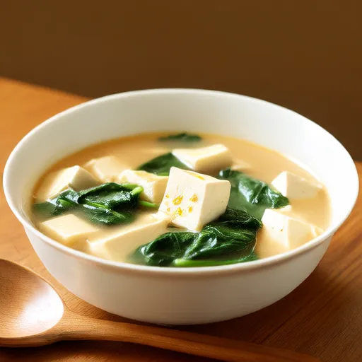 Zuppa di tofu e spinaci