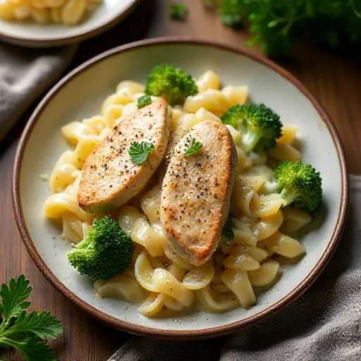 Cremige Pasta mit Hähnchen und Brokkoli