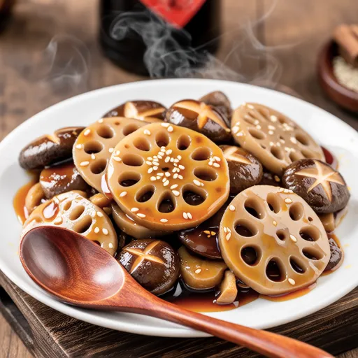 Sweet and Spicy Stir-fried Shiitake and Lotus Root