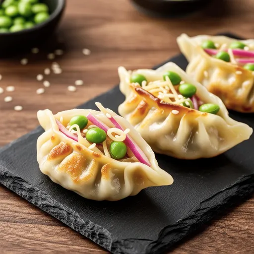 Edamame and Pickled Radish Bite-Sized Dumplings