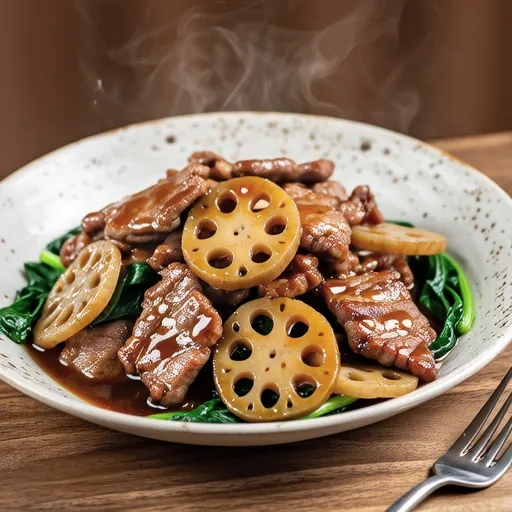 Stir-fried Pork and Lotus Root with Worcestershire Sauce