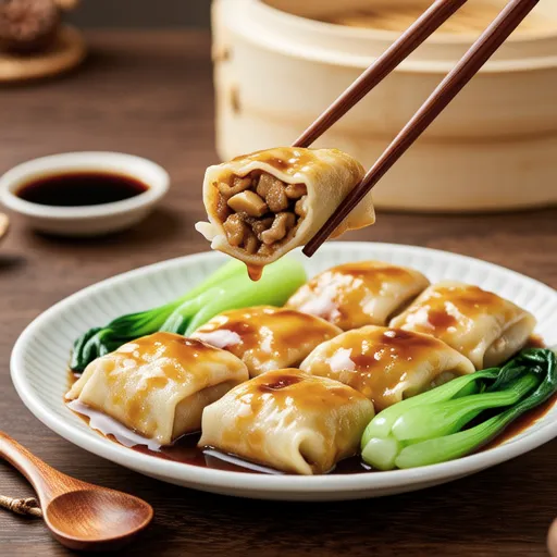 Stuffed Tofu Pouches with Bamboo Shoots and Shiitake