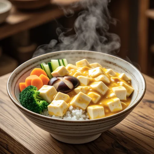 Soft Tofu Egg Curry Rice Bowl