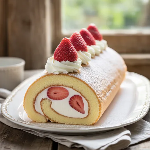 Strawberry Biscuit Roll Cake