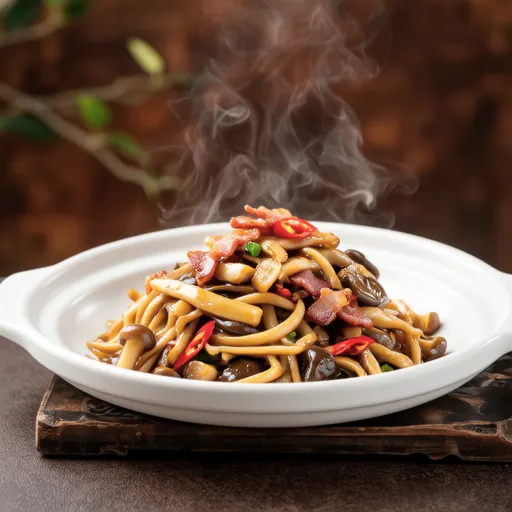 Hijiki and King Oyster Mushroom Stir-fry with Garlic and Chili
